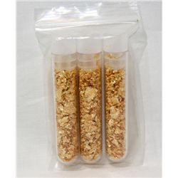 3 Large Vials of Gold Flakes