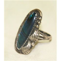 Silver Native American Blue Shell Stone Ring