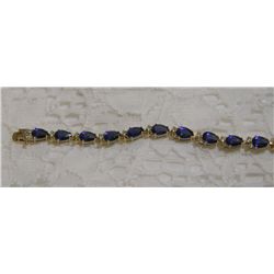 10k Sapphire Tennis Bracelet 6.4 Grms