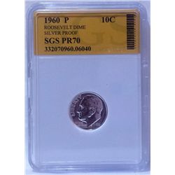 1960-P Roosevelt Dime SGS PR70 "Silver Proof"
