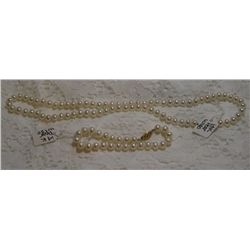 Pearl Necklace & Bracelet Set w/ 14k Clasp