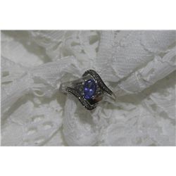 Ladies 10k White Gold Tanzanite & Diamond Ring