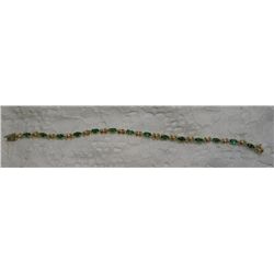 14k Emerald & Diamond Tennis Bracelet 8.7 Grms