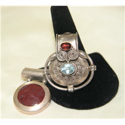 Blue Topaz Pendant & Garnet Brown Stone Pendant