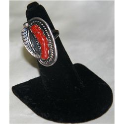 Native American Silver Coral Ring