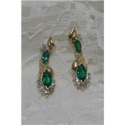 14k Emerald & Diamond Earrings