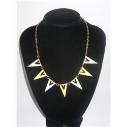 150CTW 7-TRIANGULAR WHITE-YELLOW BRASS NECKLACE;18INCH