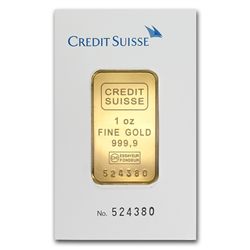 1 oz Credit Suisse Gold Bar .9999 Fine (In Assay)