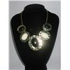 Image 1 : 276CTW 5-BLACK-WHITE OVAL BRASS NECKLACE;18INCH