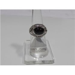 29.50 CTW BLACK STAR RING .925 STERLING SILVER