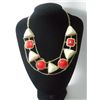 Image 1 : 450CTW WHITE-RED MULTI-SHAPED BRASS NECKLACE;18INCH