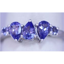 10.45 CTW TANZANITE RING .925 STERLING SILVER