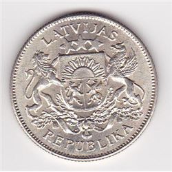 Latvia 1925 2 lati silver, VF-XF