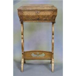 An Eastern parquetry work box with hinged lid £150-200...