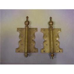 A large pair of 19th Century brass hinges 14" £20-30...