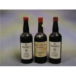 2 bottles of Warres 1958 vintage port and a bottle of crusted port wine 1958, bottled in 1960 by...