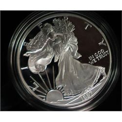 1897 PROOF AMERICAN SILVER EAGLE WITH BOX AND COA