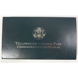 1999 YELLOWSTONE PARK UNCIRCULATED  COMMEMORATIVE SILVER DOLLAR, ORIGINAL BOX AN