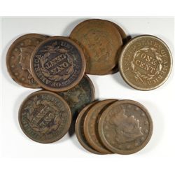 ( 10 ) LARGE CENTS, WITH DATES GOOD CONDITION