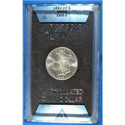 1882-CC GSA MORGAN SILVER DOLLAR, ANACS MS-64 WITH BOX  NO CERTIFICATE