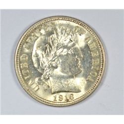 1916 BARBER DIME MS64+ MOSTLY WHITE