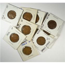 10 DIFFERENT XF+ LINCOLN ONE CENT (15-P,18-D,18-S,21-S,23-S,27-S,31-P,31-D,31-P)
