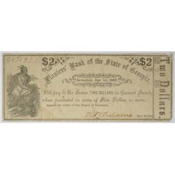 1863 $2 PLANTERS BANK OF THE STATE OF GEORGIA NOTE