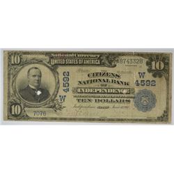1902 $10 NATIONAL INDEPENDENCE, KA #4592