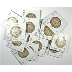 14 BARBER HALF DOLLARS (08-S,09,09-SO,09-S,10,10-S,11,12,12-S,13-D,13-S,14-S,