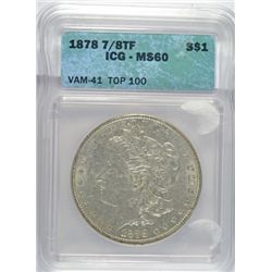 1878 7/8 TF MORGAN DOLLAR ICG MS60