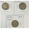 Image 1 : (3) 1924 BUFFALO NICKELS "GRADING SET" (GOOD,VG,FINE)