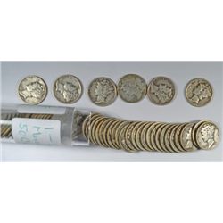 ( 50 ) ONE ROLL CIRCULATED SILVER MERCURY DIMES