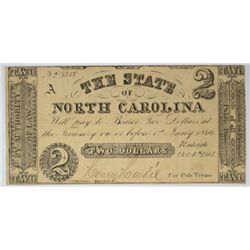 1861 $2 STATE OF NORTH CAROLINA NOTE