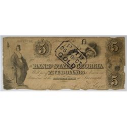 1860 $5 SAVANNAH, GA (BANK OF GEORGIA)
