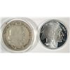 Image 1 : 1893 COLUMBIAN HALF DOLLAR,XF AND  HALF OUNCE .999 SILVER ROUND