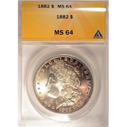 1882 MORGAN DOLLAR ANACS MS64 RAINBOW COLORS!