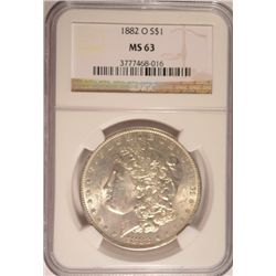 1882 O MORGAN DOLLAR NGC MS63