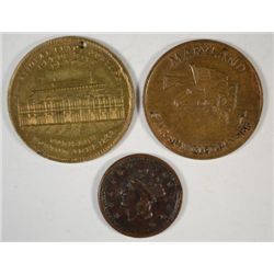 TOKENS: MARYLAND, 1869 BOSTON, 1864 CIVIL WAR