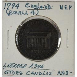 1794 ENGLAND TOKENS NICE