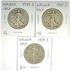 Image 1 : (3) 1919-S  WALKING LIBERTY HALF DOLLARS "GRADING SET" (AG,GOOD,VG)