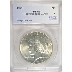 1935 PEACE DOLLAR SEGS MS62