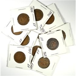 10 DIFFERENT XF+ INDIAN ONE CENTS (07,06,05,04,03,02,01,00,97,96)