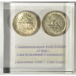 2 BU IOWA FIFTY CENT COMMEMS IN LUCITE