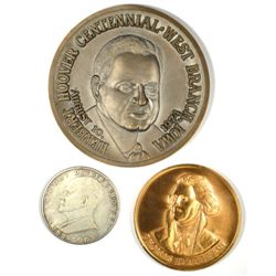 3 LARGE SIZE MEDALS (EISENHOWER, THOMAS JEFFERSON, HERBERT HOOVER)