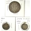 Image 1 : 3 LOVE TOKENS (1 ON FIFTY CENT AND 2 ON SEATED LIBERTY DIME)