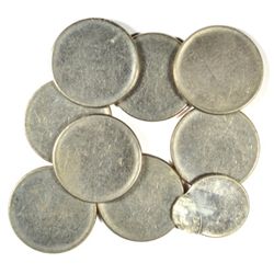 8 QUARTER BLANKS AND ONE MISS STRUCK TEN CENT