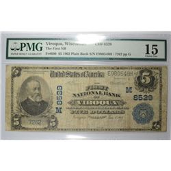 1902 $5 NATIONAL VIROQUA, WI #8529 PMG 15