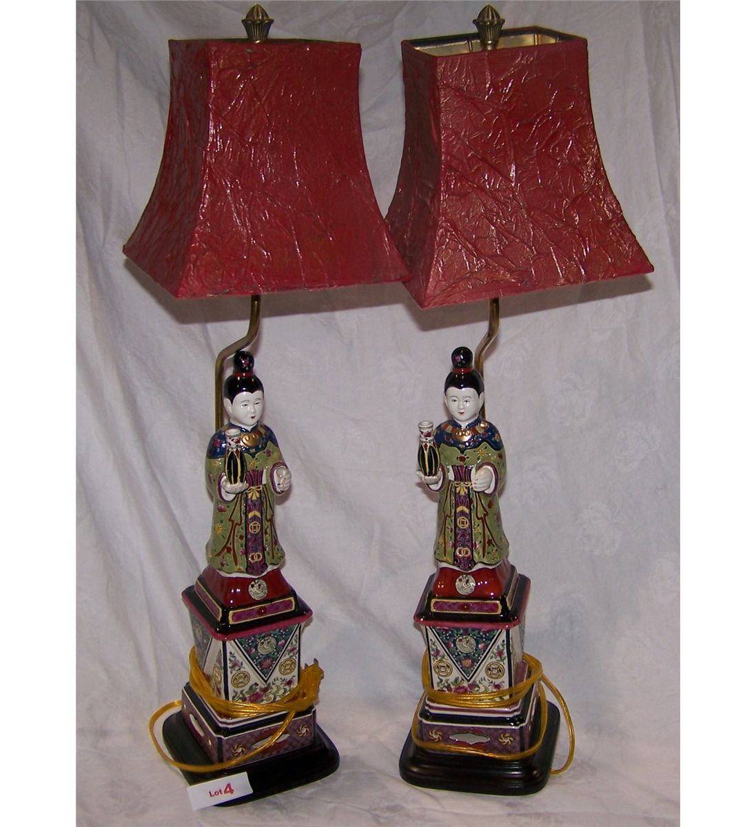 PAIR OF HAND PAINTED ASIAN LAMPS