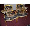 Image 2 : (2x$) PAIR OF EXTRAORDINARY BERGERE CHAIRS W/ ASIAN PATTERN & CHECKERED PIPING