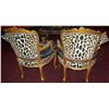 Image 3 : (2x$) PAIR OF EXTRAORDINARY BERGERE CHAIRS W/ ASIAN PATTERN & CHECKERED PIPING